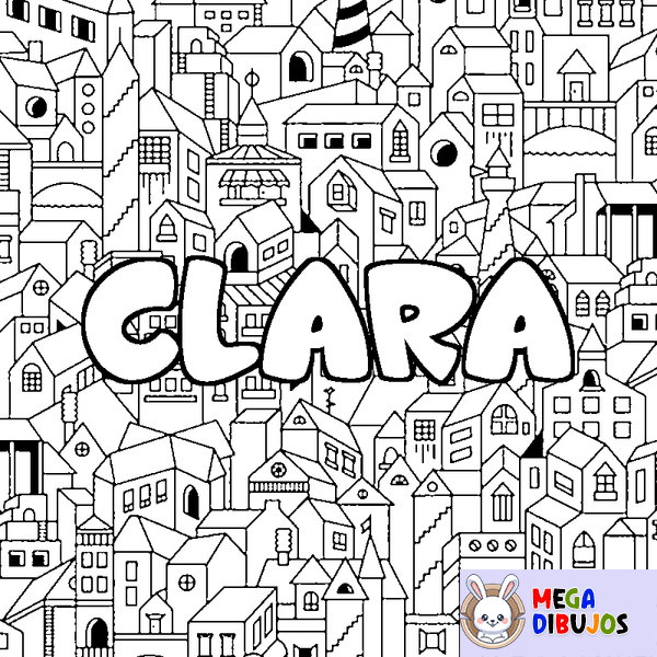 Coloraci&oacute;n del nombre CLARA - decorado ciudad