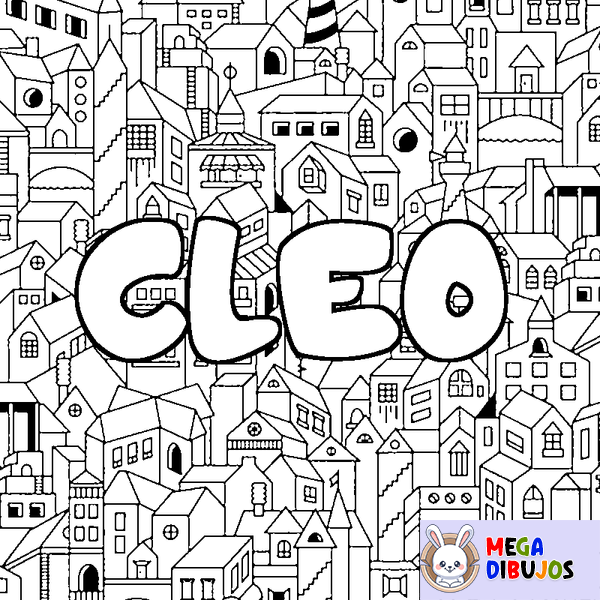 Coloraci&oacute;n del nombre CLEO - decorado ciudad