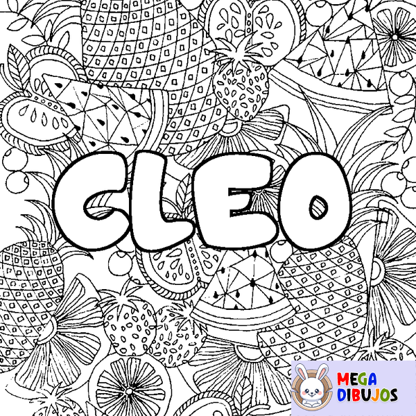 Coloraci&oacute;n del nombre CLEO - decorado mandala de frutas