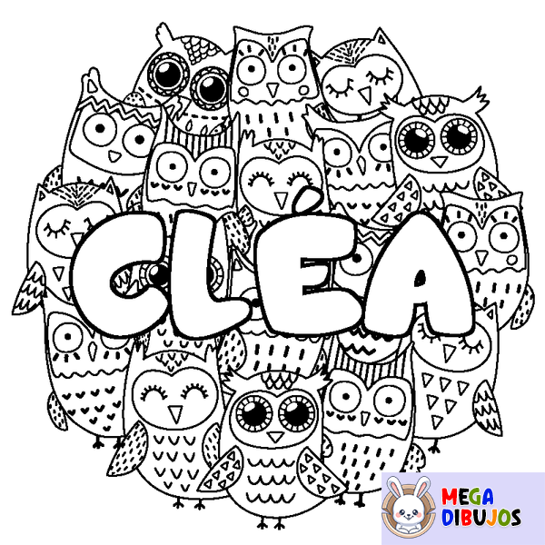 Coloraci&oacute;n del nombre CL&Eacute;A - decorado b&uacute;hos