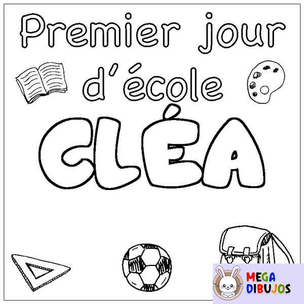 Coloraci&oacute;n del nombre CL&Eacute;A - decorado primer d&iacute;a de escuela