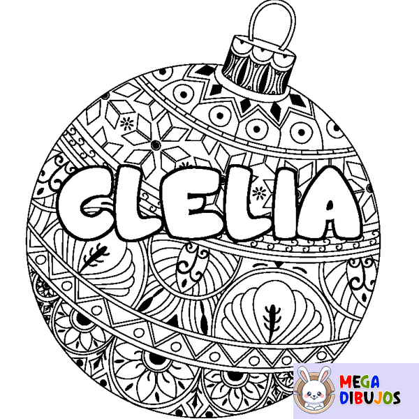 Coloraci&oacute;n del nombre CLELIA - decorado bola de Navidad