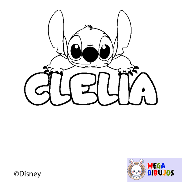 Coloraci&oacute;n del nombre CLELIA - decorado Stitch