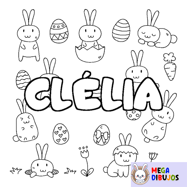 Coloraci&oacute;n del nombre CL&Eacute;LIA - decorado Pascua