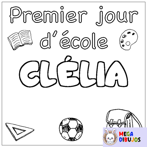 Coloraci&oacute;n del nombre CL&Eacute;LIA - decorado primer d&iacute;a de escuela