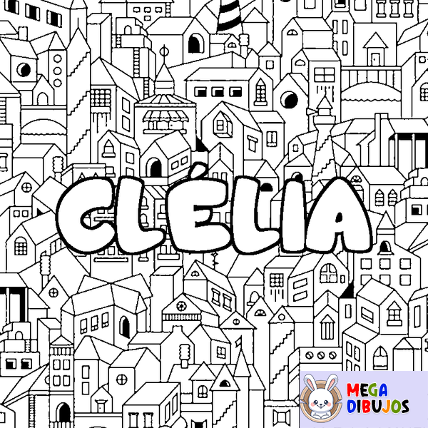 Coloraci&oacute;n del nombre CL&Eacute;LIA - decorado ciudad