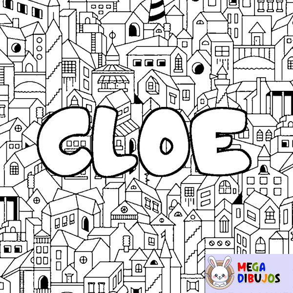 Coloraci&oacute;n del nombre CLOE - decorado ciudad