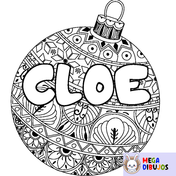 Coloraci&oacute;n del nombre CLOE - decorado bola de Navidad