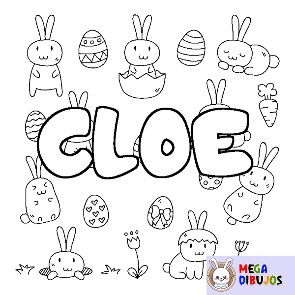 Coloraci&oacute;n del nombre CLOE - decorado Pascua