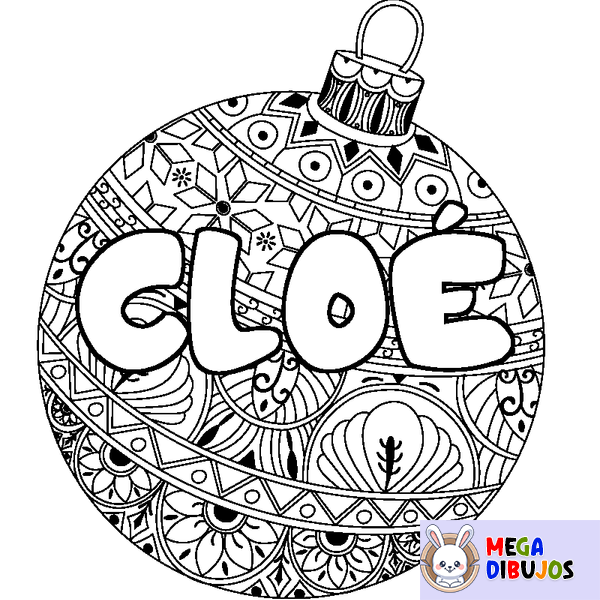 Coloraci&oacute;n del nombre CLO&Eacute; - decorado bola de Navidad