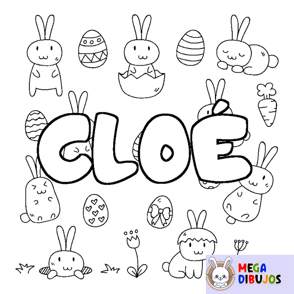 Coloraci&oacute;n del nombre CLO&Eacute; - decorado Pascua