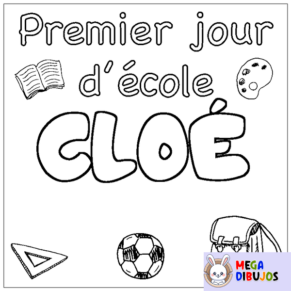 Coloraci&oacute;n del nombre CLO&Eacute; - decorado primer d&iacute;a de escuela