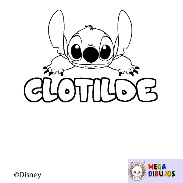 Coloraci&oacute;n del nombre CLOTILDE - decorado Stitch