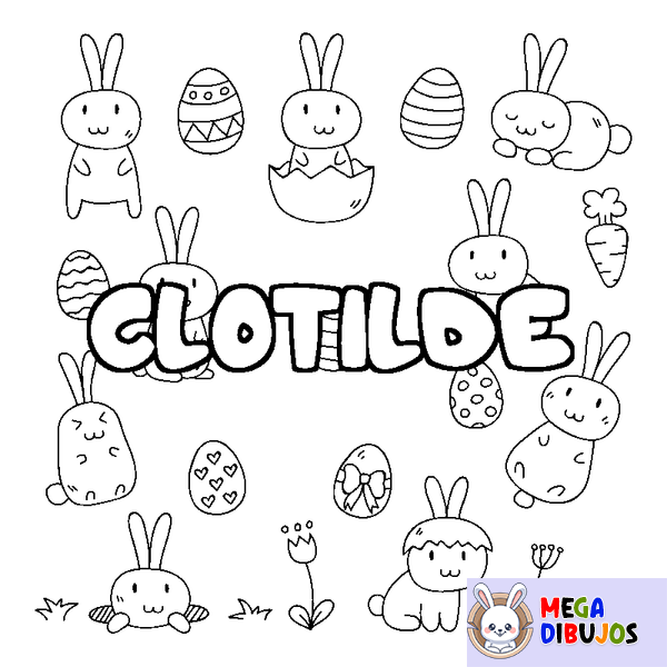 Coloraci&oacute;n del nombre CLOTILDE - decorado Pascua