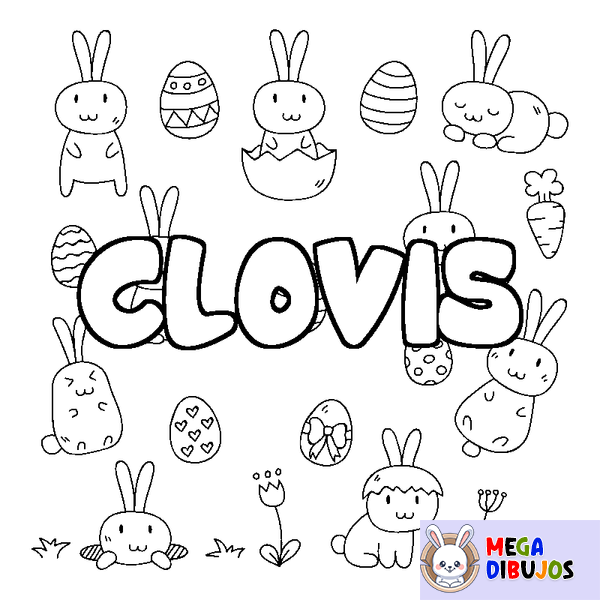 Coloraci&oacute;n del nombre CLOVIS - decorado Pascua