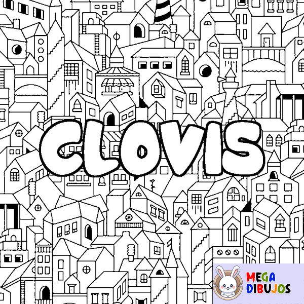 Coloraci&oacute;n del nombre CLOVIS - decorado ciudad
