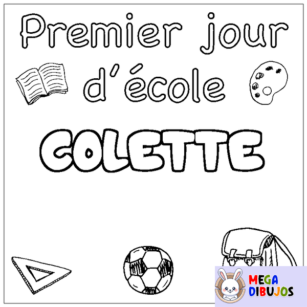 Coloraci&oacute;n del nombre COLETTE - decorado primer d&iacute;a de escuela
