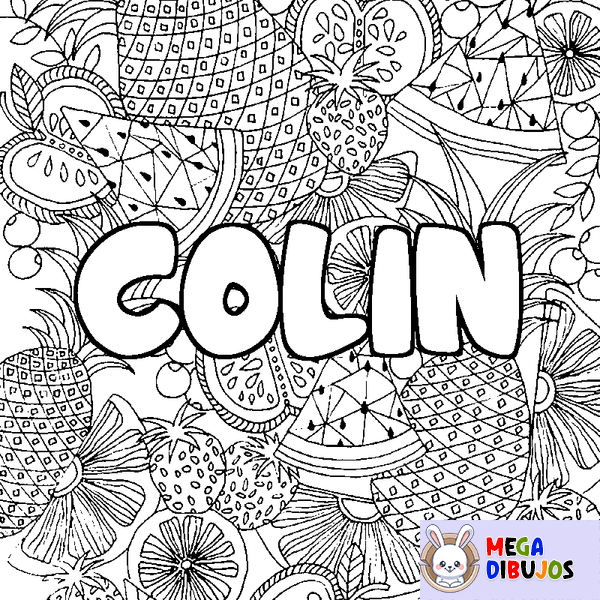 Coloraci&oacute;n del nombre COLIN - decorado mandala de frutas