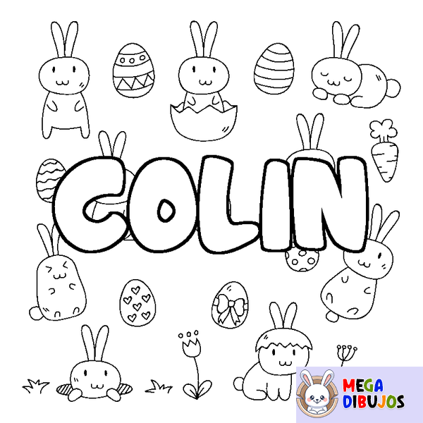 Coloraci&oacute;n del nombre COLIN - decorado Pascua