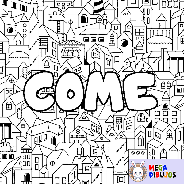 Coloraci&oacute;n del nombre COME - decorado ciudad
