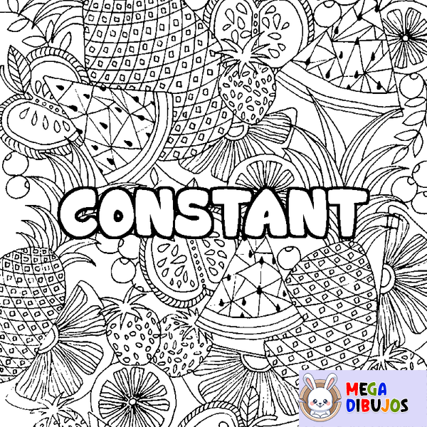 Coloraci&oacute;n del nombre CONSTANT - decorado mandala de frutas