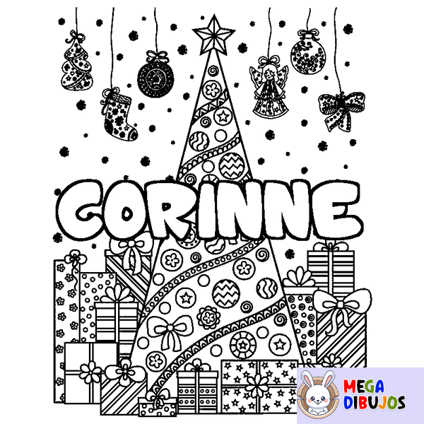 Coloraci&oacute;n del nombre CORINNE - decorado &aacute;rbol de Navidad y regalos