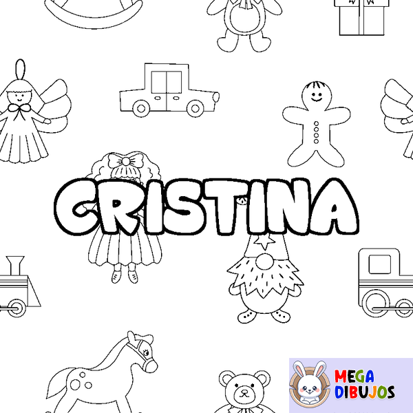 Coloraci&oacute;n del nombre CRISTINA - decorado juguetes