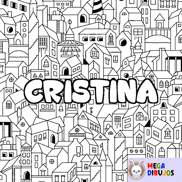 Coloraci&oacute;n del nombre CRISTINA - decorado ciudad
