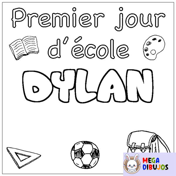 Coloraci&oacute;n del nombre DYLAN - decorado primer d&iacute;a de escuela