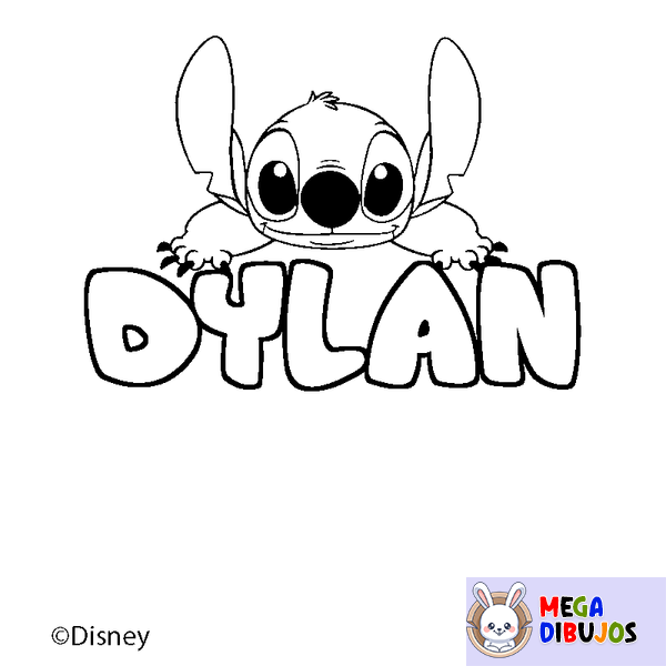 Coloraci&oacute;n del nombre DYLAN - decorado Stitch