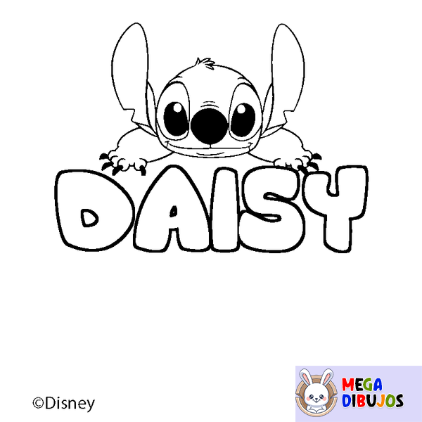Coloraci&oacute;n del nombre DAISY - decorado Stitch