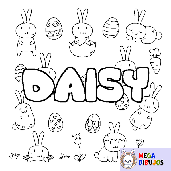Coloraci&oacute;n del nombre DAISY - decorado Pascua