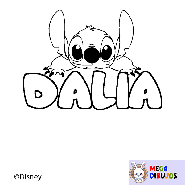 Coloraci&oacute;n del nombre DALIA - decorado Stitch