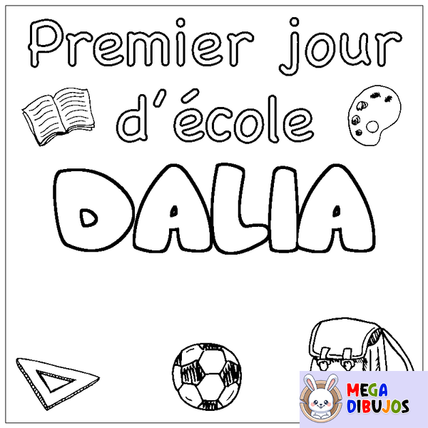 Coloraci&oacute;n del nombre DALIA - decorado primer d&iacute;a de escuela
