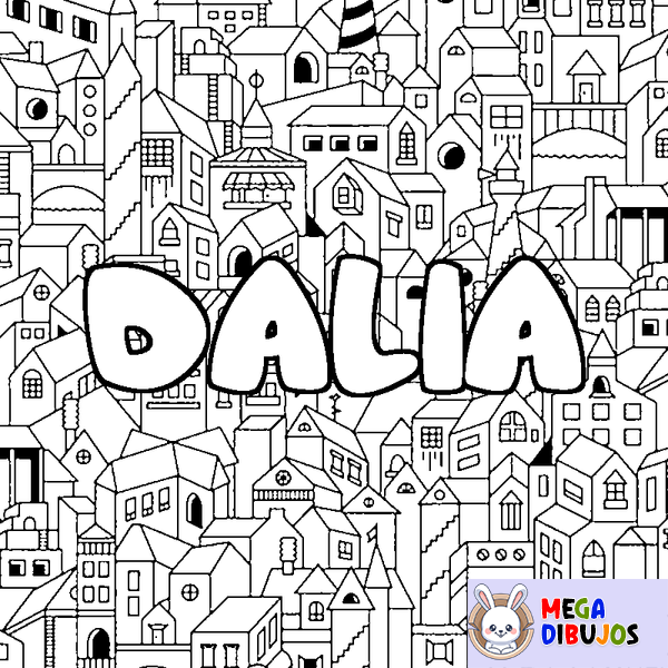 Coloraci&oacute;n del nombre DALIA - decorado ciudad