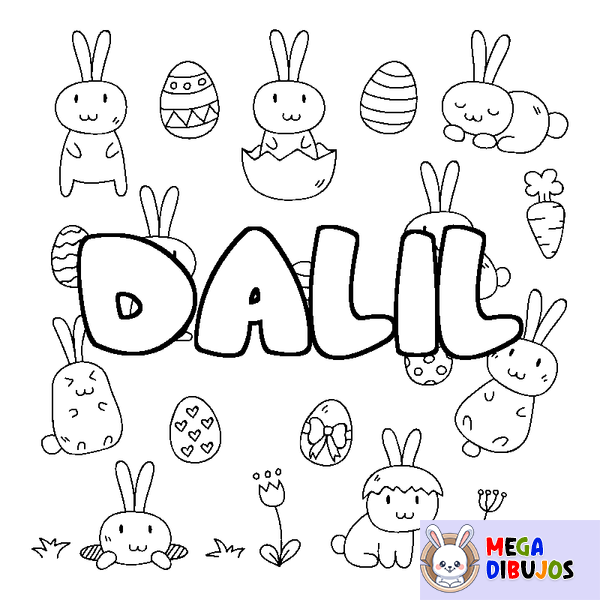 Coloraci&oacute;n del nombre DALIL - decorado Pascua