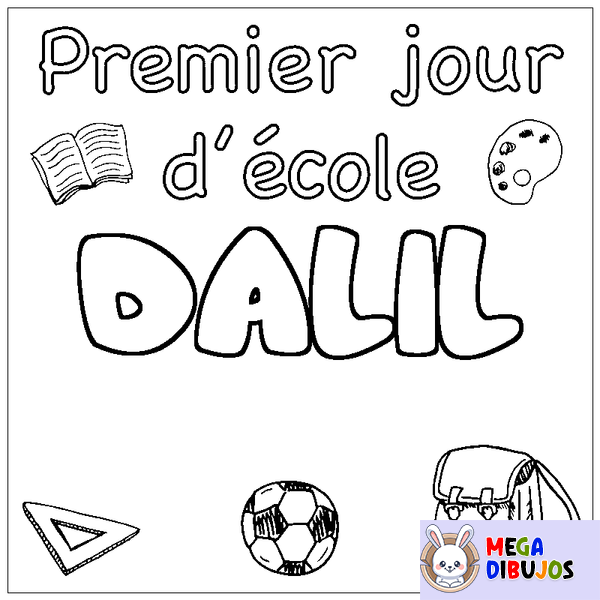 Coloraci&oacute;n del nombre DALIL - decorado primer d&iacute;a de escuela