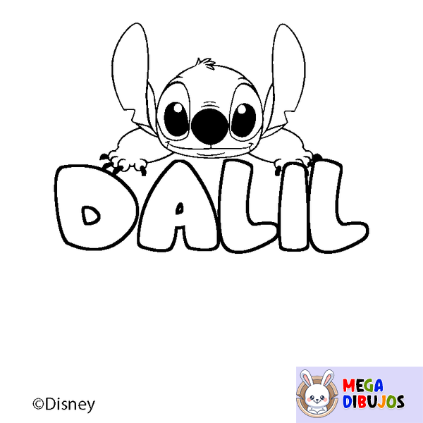 Coloraci&oacute;n del nombre DALIL - decorado Stitch