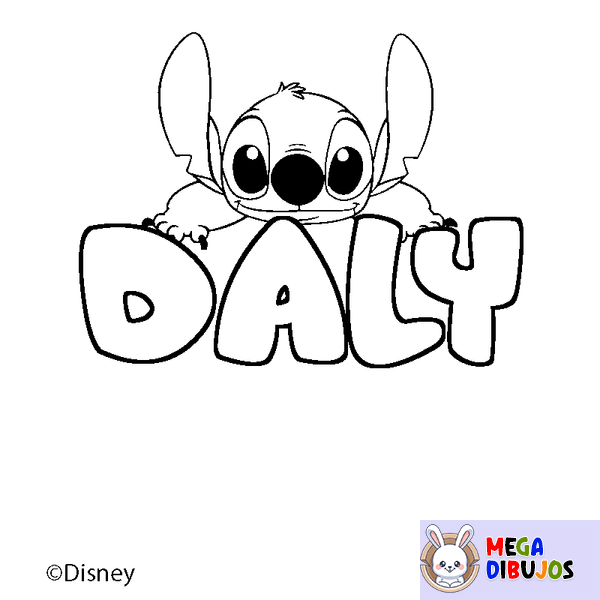 Coloraci&oacute;n del nombre DALY - decorado Stitch