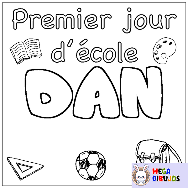 Coloraci&oacute;n del nombre DAN - decorado primer d&iacute;a de escuela