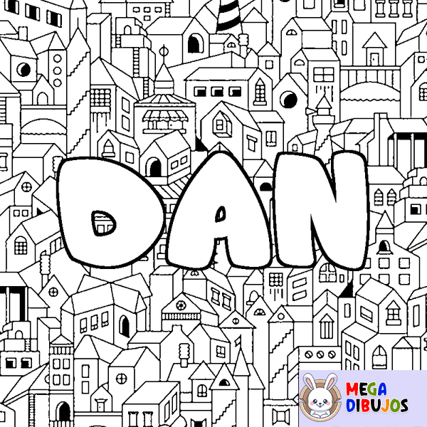 Coloraci&oacute;n del nombre DAN - decorado ciudad