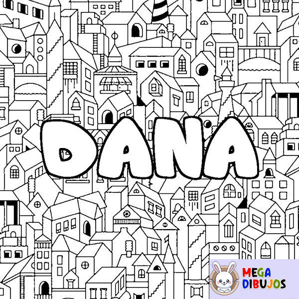 Coloraci&oacute;n del nombre DANA - decorado ciudad