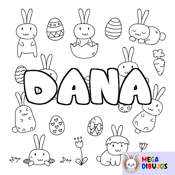 Coloraci&oacute;n del nombre DANA - decorado Pascua