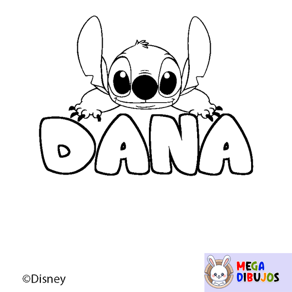 Coloraci&oacute;n del nombre DANA - decorado Stitch