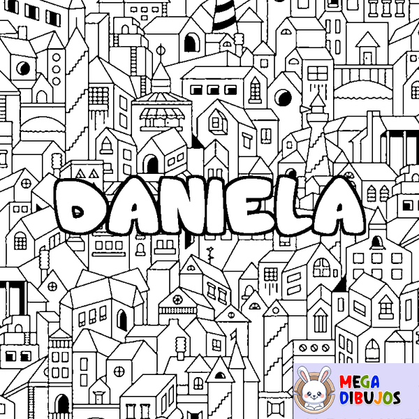 Coloraci&oacute;n del nombre DANIELA - decorado ciudad