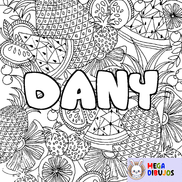 Coloraci&oacute;n del nombre DANY - decorado mandala de frutas