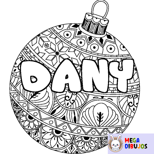 Coloraci&oacute;n del nombre DANY - decorado bola de Navidad
