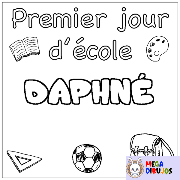 Coloraci&oacute;n del nombre DAPHN&Eacute; - decorado primer d&iacute;a de escuela