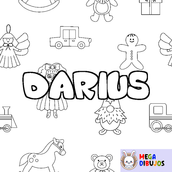 Coloraci&oacute;n del nombre DARIUS - decorado juguetes