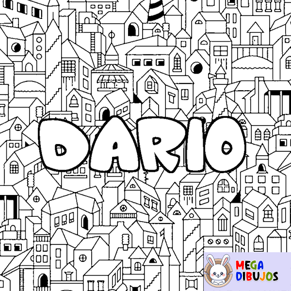 Coloraci&oacute;n del nombre DARIO - decorado ciudad